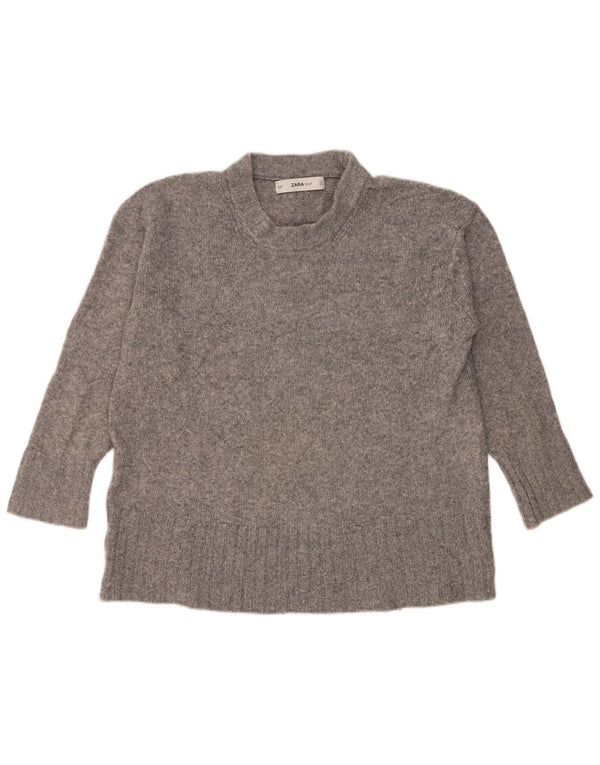Zara Dame Oversized Turtle Neck Jumper Sweater UK 10 Small Grey Flecked