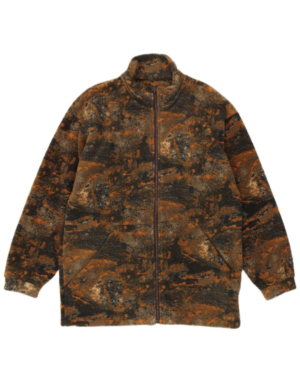 Vintage fleecejakke til mænd UK 40 Stor flerfarvet flækket polyester