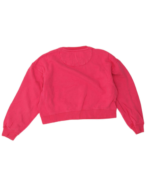 Jack Wills Womens Crop Oversized Sweatshirt Jumper UK 6 XS Pink Bomuld