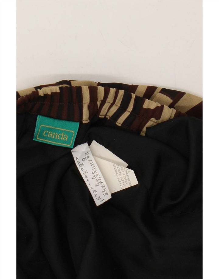 CANDA Womens A-Line Skirt UK 14 Large W32 Brown Geometric Polyester Vintage Canda and Second-Hand Canda from Messina Hembry 
