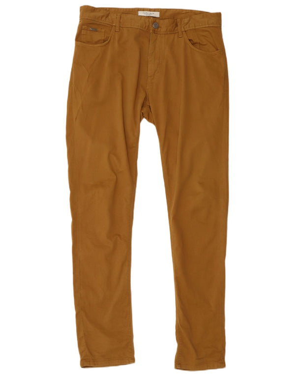 Zara Herre Slim Casual Bukser EU 44 Large W34 L32 Beige Bomuld