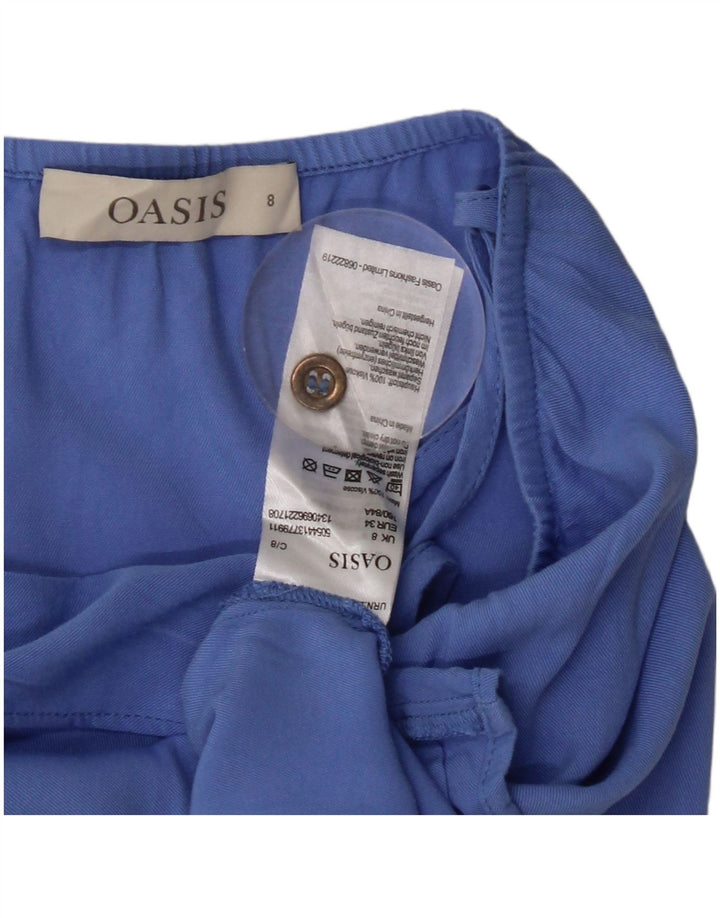 OASIS Womens Ruffle Front Cami Top UK 8 Small Blue Viscose