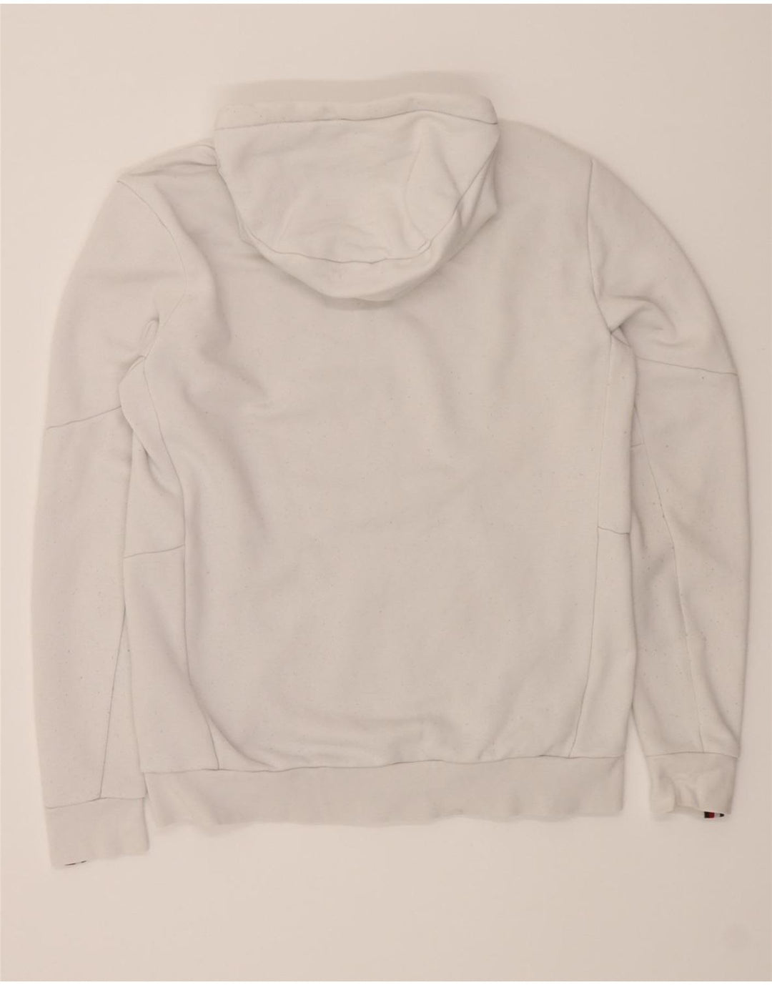 TOMMY HILFIGER Womens Graphic Hoodie Jumper UK 16 Large White Polyester Vintage Tommy Hilfiger and Second-Hand Tommy Hilfiger from Messina Hembry 
