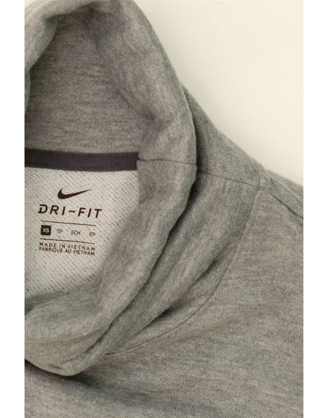 NIKE Womens Graphic Roll Neck Sweatshirt Jumper UK 6 XS Grey Polyester Vintage Nike and Second-Hand Nike from Messina Hembry 