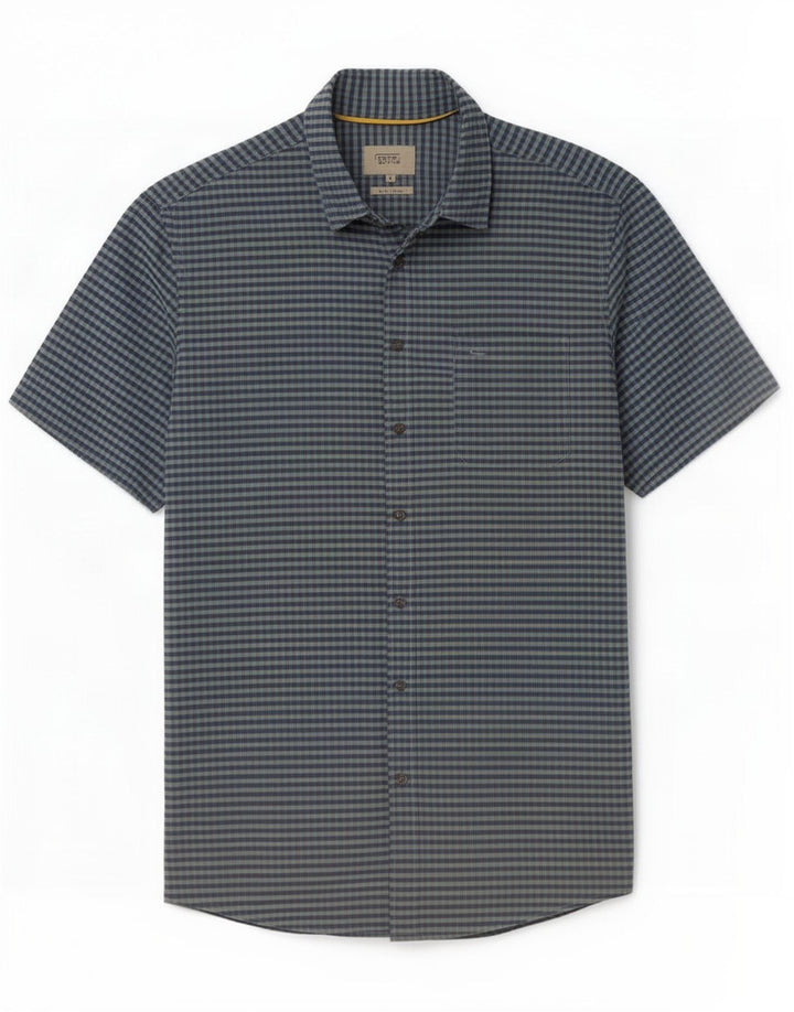 Camel Active kortærmet skjorte til mænd med normal pasform Medium marineblå Gingham