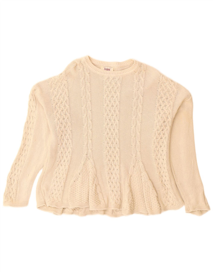 Sisley Womens Relaxed Elegance Crew Neck Jumper Sweater UK 14 Medium Beige