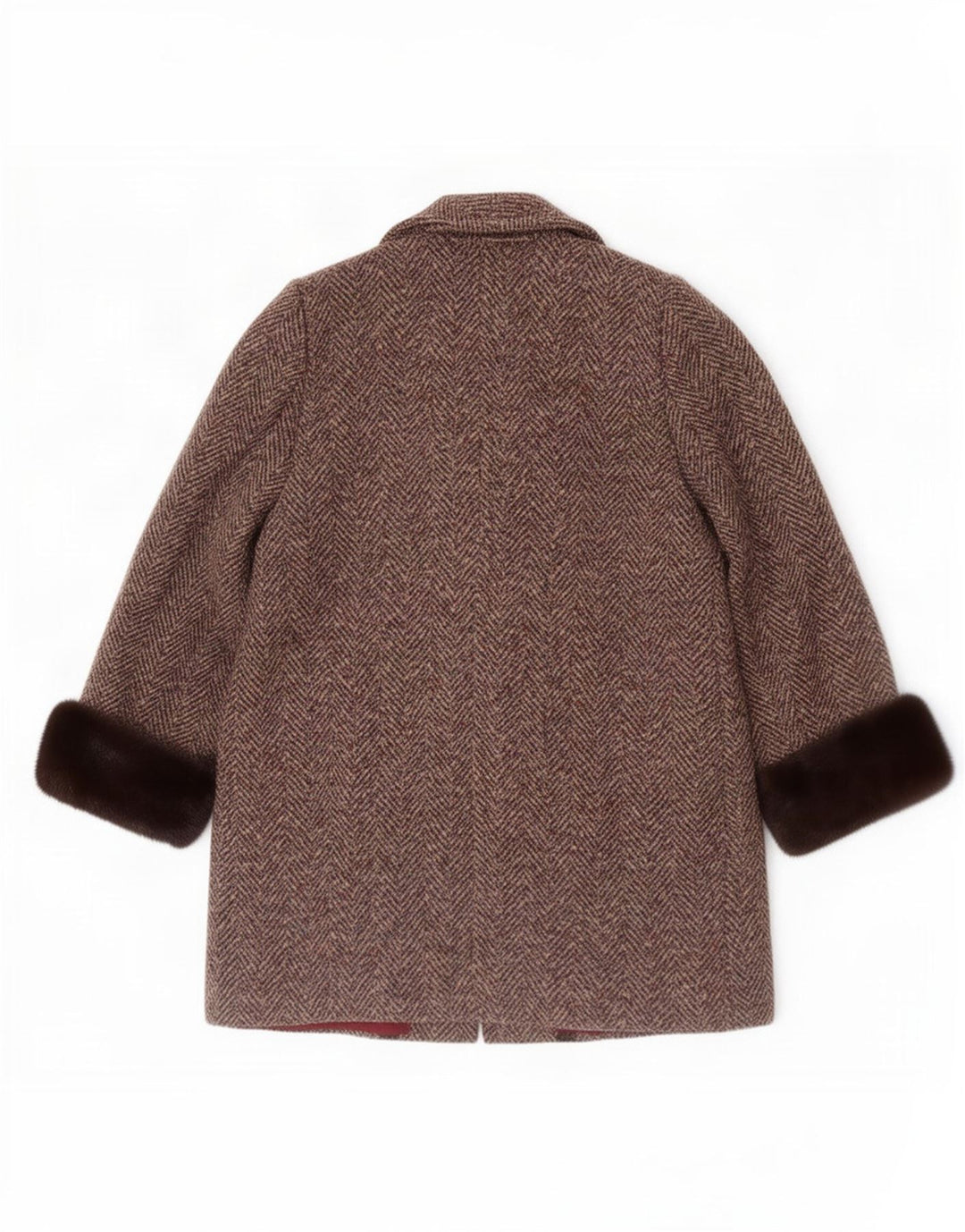 Vintage dameoverfrakke UK 12 medium brun sildeben