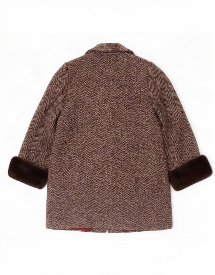 Vintage dameoverfrakke UK 12 medium brun sildeben
