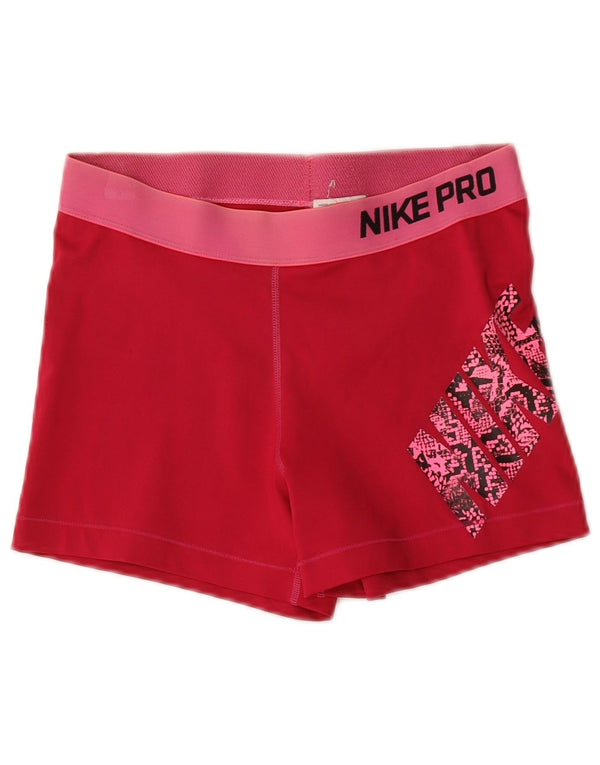 Nike Dame Dri Fit grafiske sportsshorts UK 16 Large Rød Polyester