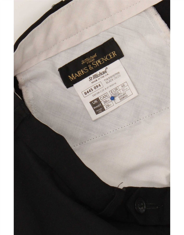Marks & Spencer Straight Chino-bukser til mænd W38 L29 Sort polyester