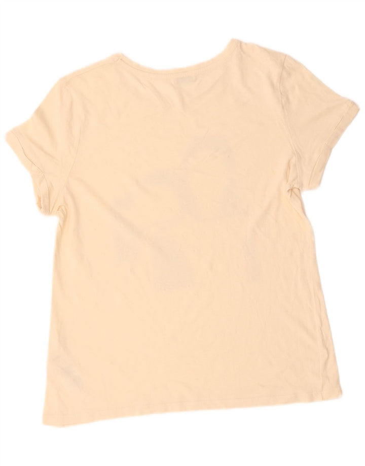 OLTRE Grafisk T-shirt top til kvinder UK 14 Medium Off White Bomuld
