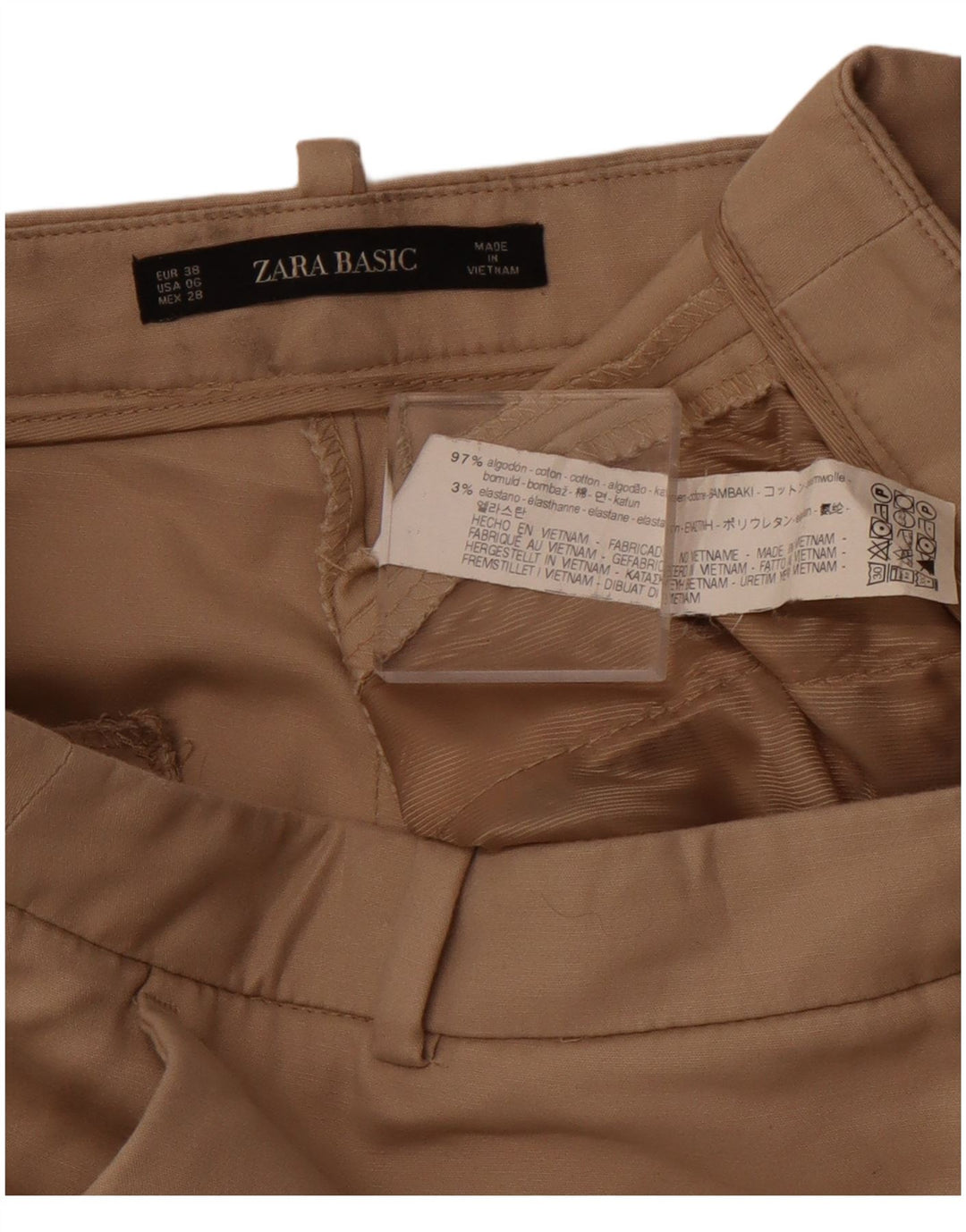 ZARA Basic koniske Chinobukser til kvinder EU 38 Small W28 L25 Brun Bomuld