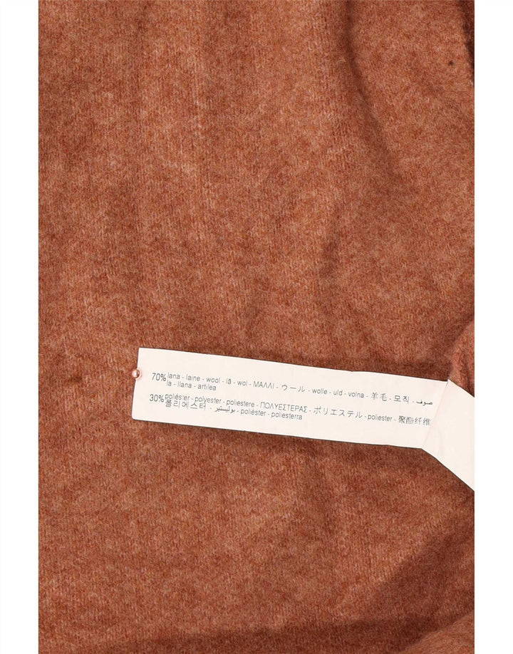 Zara Dame Longline Åben Cardigan Sweater UK 14 Medium Beige Uld