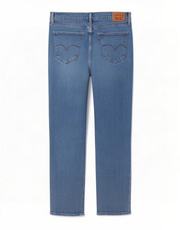 Levi's Womens 724 Højtaljede lige cropped jeans W32 L26 blå bomuld