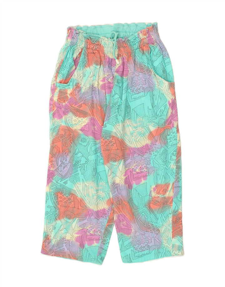 RODEO Womens Abstract Pattern Tracksuit Trousers UK 10 Small Blue Cotton | Vintage Rodeo | Thrift | Second-Hand Rodeo | Used Clothing | Messina Hembry 