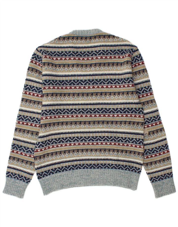VINTAGE Mens V-Neck Jumper Sweater Small Multicoloured Striped
