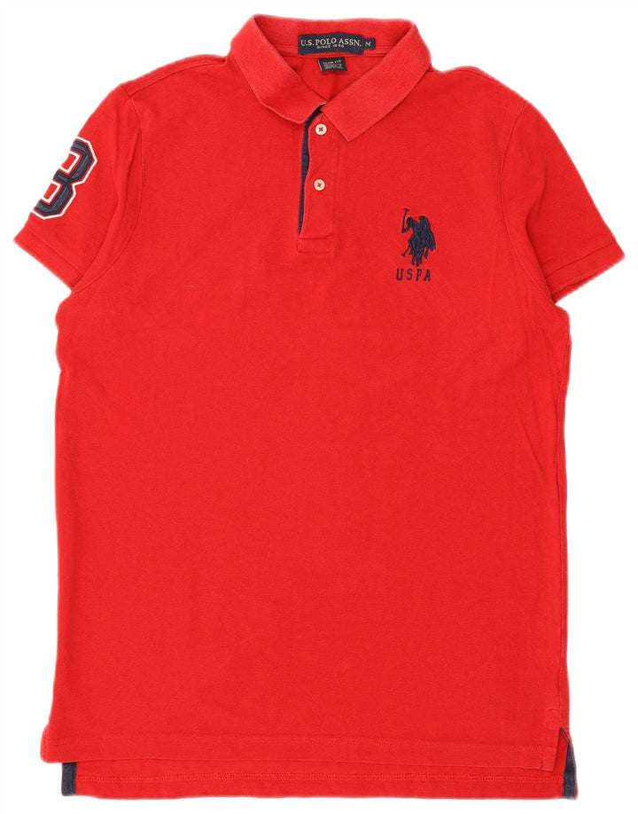 U.S. POLO ASSN. Herre grafisk slim fit poloshirt Medium rød bomuld