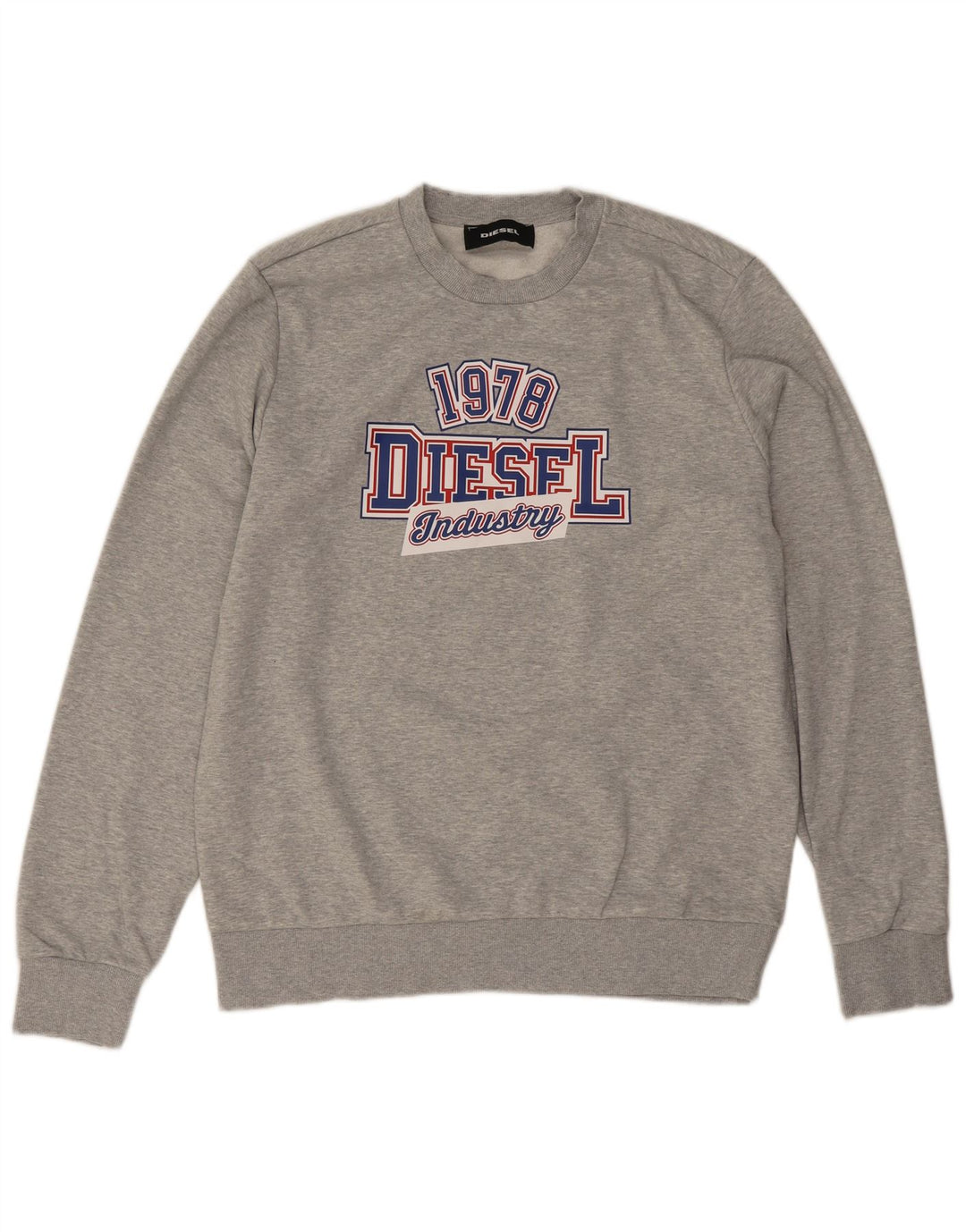 Diesel Herre Grafisk Sweatshirt Jumper Stor Grå Flecked Bomuld