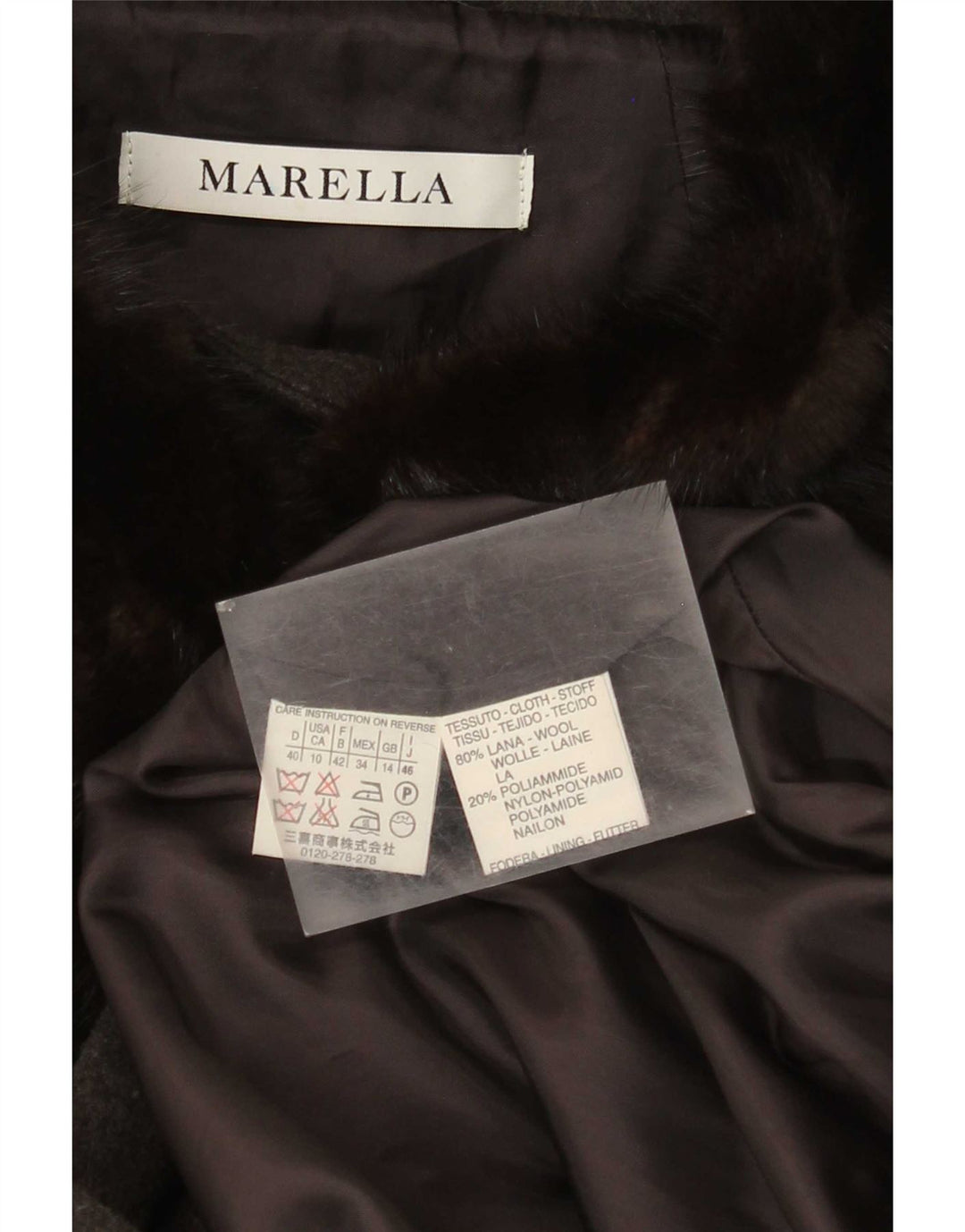 Marella Dame Loose Fit Overfrakke UK 14 Stor Grå Uld