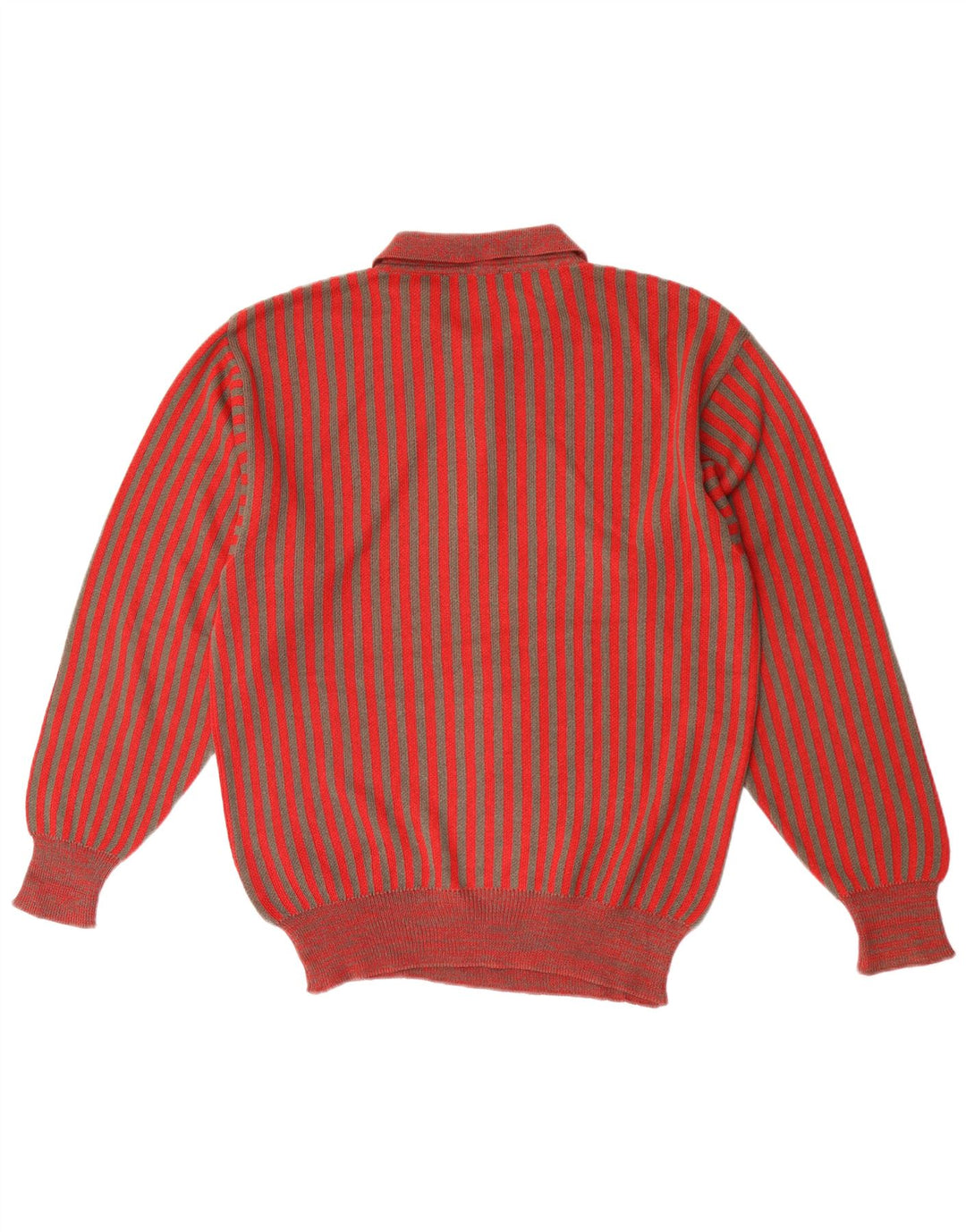 Andrea Celli Herre Polo Neck Jumper Sweater Medium Rød Stribet Bomuld