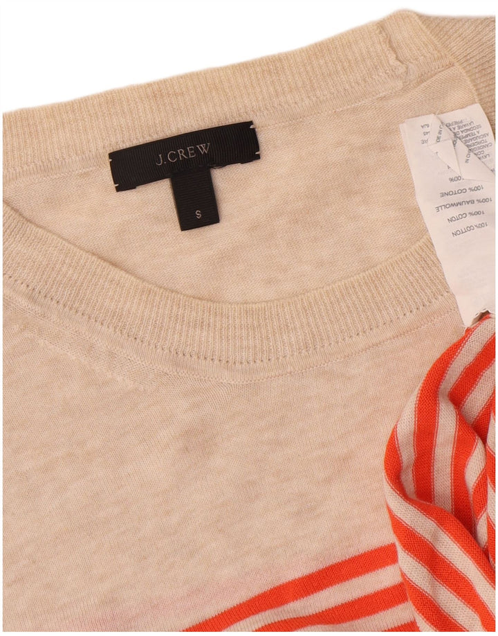 J. Crew dame sweater med rund hals US 6 Medium beige stribet bomuld