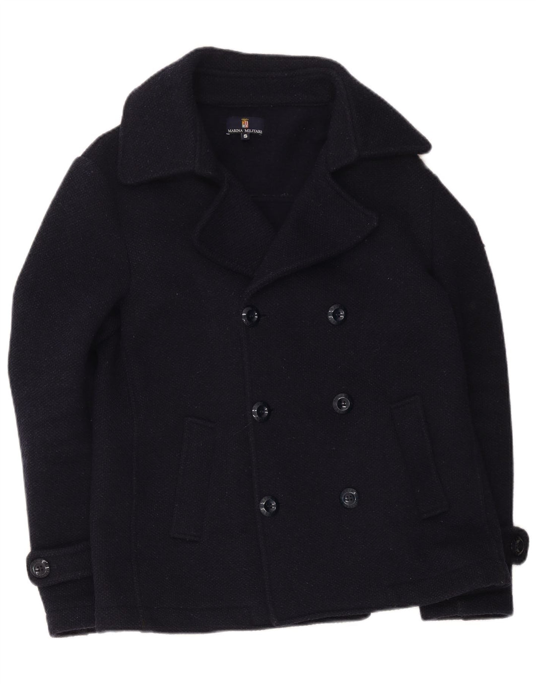Marina Militare Herre Pea Coat UK 36 Small Navy Blue Wool