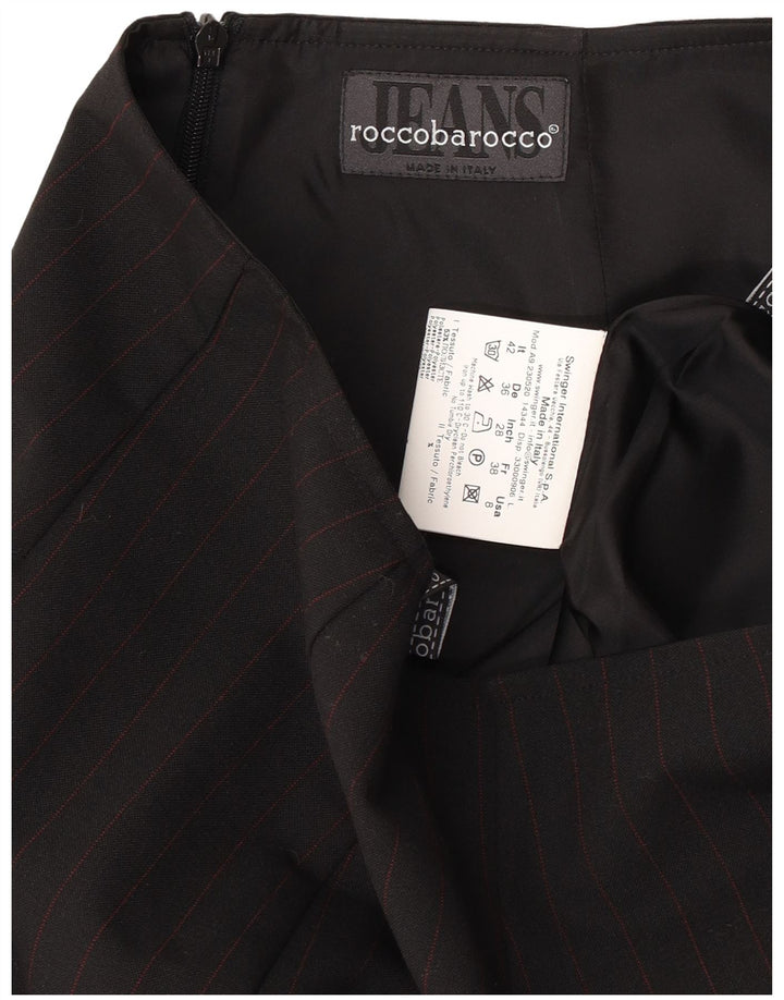 Roccobarocco Womens Pencil Skirt IT 42 Medium W26 Black Pinstripe