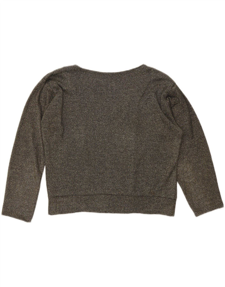 VINTAGE Dame Oversized Grafisk Sweatshirt Jumper UK 10 Lille Grå