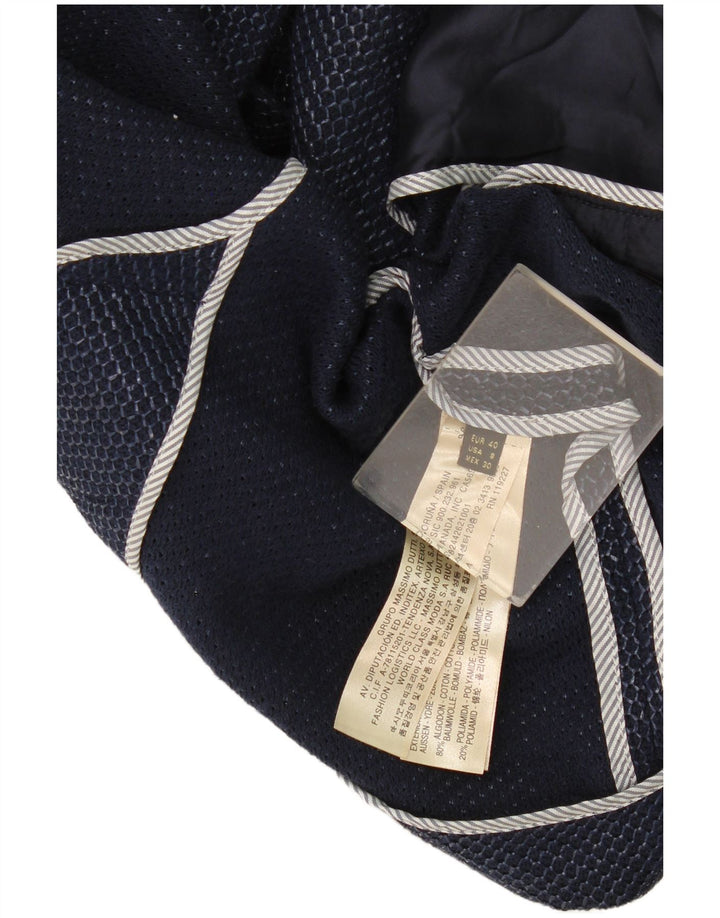 Massimo Dutti Dame 1 Knap Blazer Jakke EU 40 Medium Navy Blue Bomuld