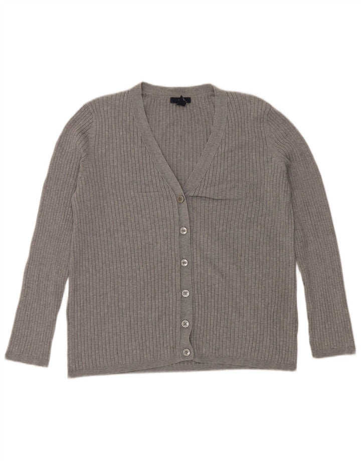 Gap Dame Cardigan Sweater UK 14 Large Grå Bomuld Classic