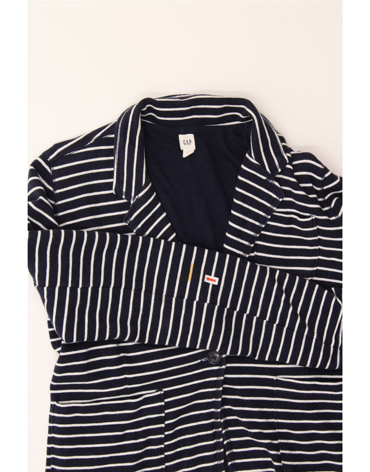GAP Womens 1 Button Blazer Jacket UK 14 Medium Navy Blue Striped Nautical Vintage Gap and Second-Hand Gap from Messina Hembry 