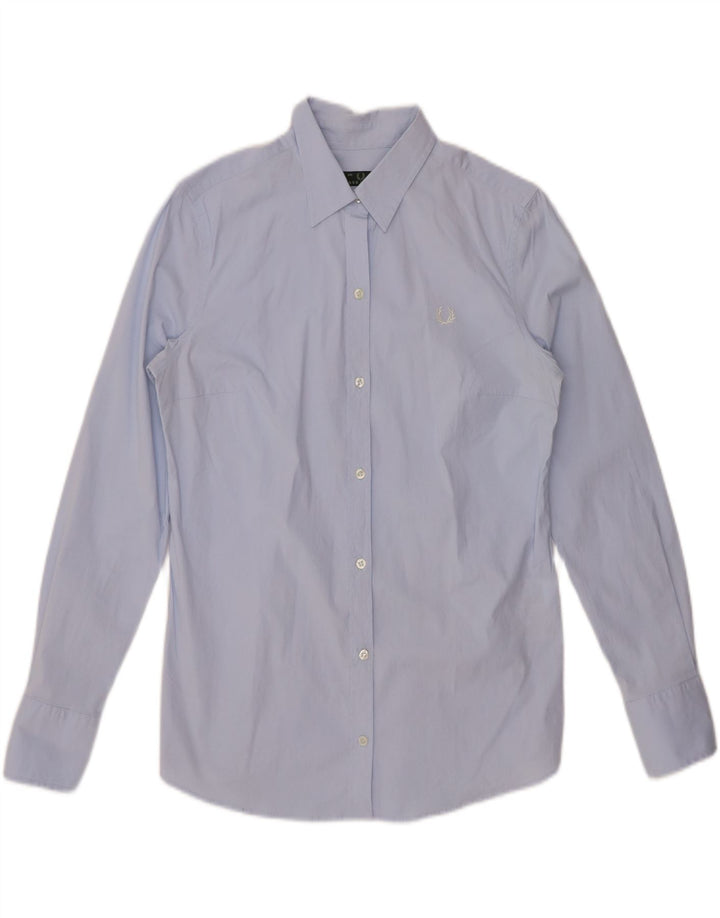 FRED PERRY Womens Shirt UK 14 Large Blue Cotton
