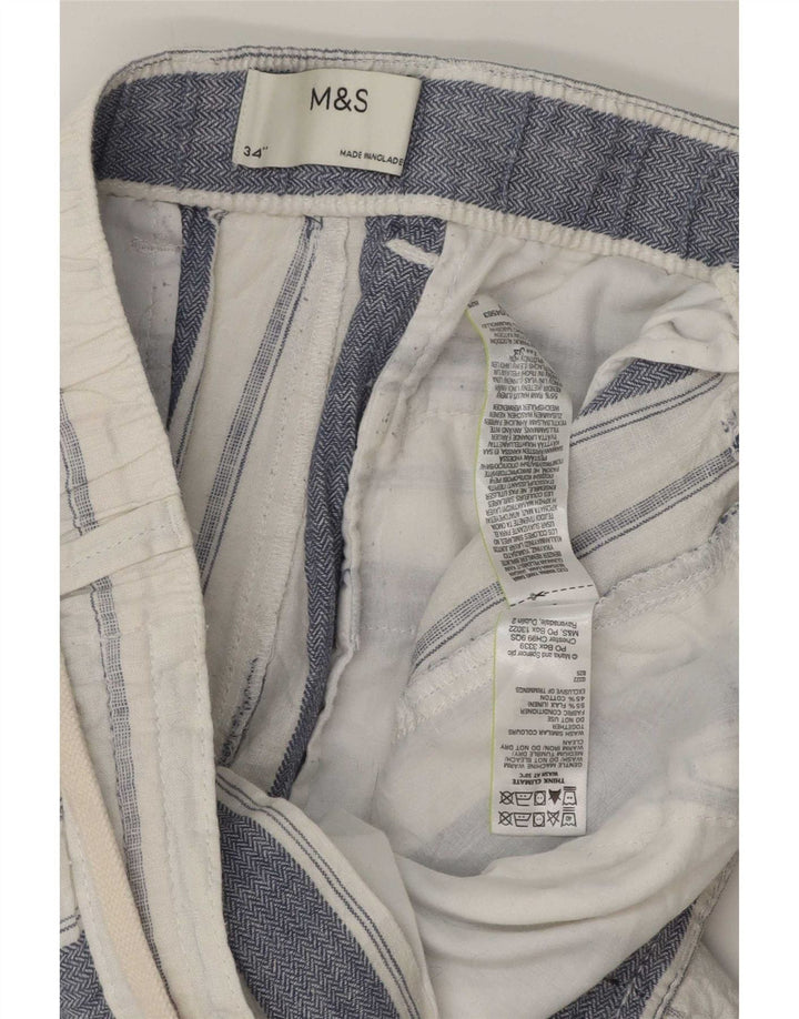 Marks & Spencer Chino-shorts til mænd W34 Stor hvid stribet linned