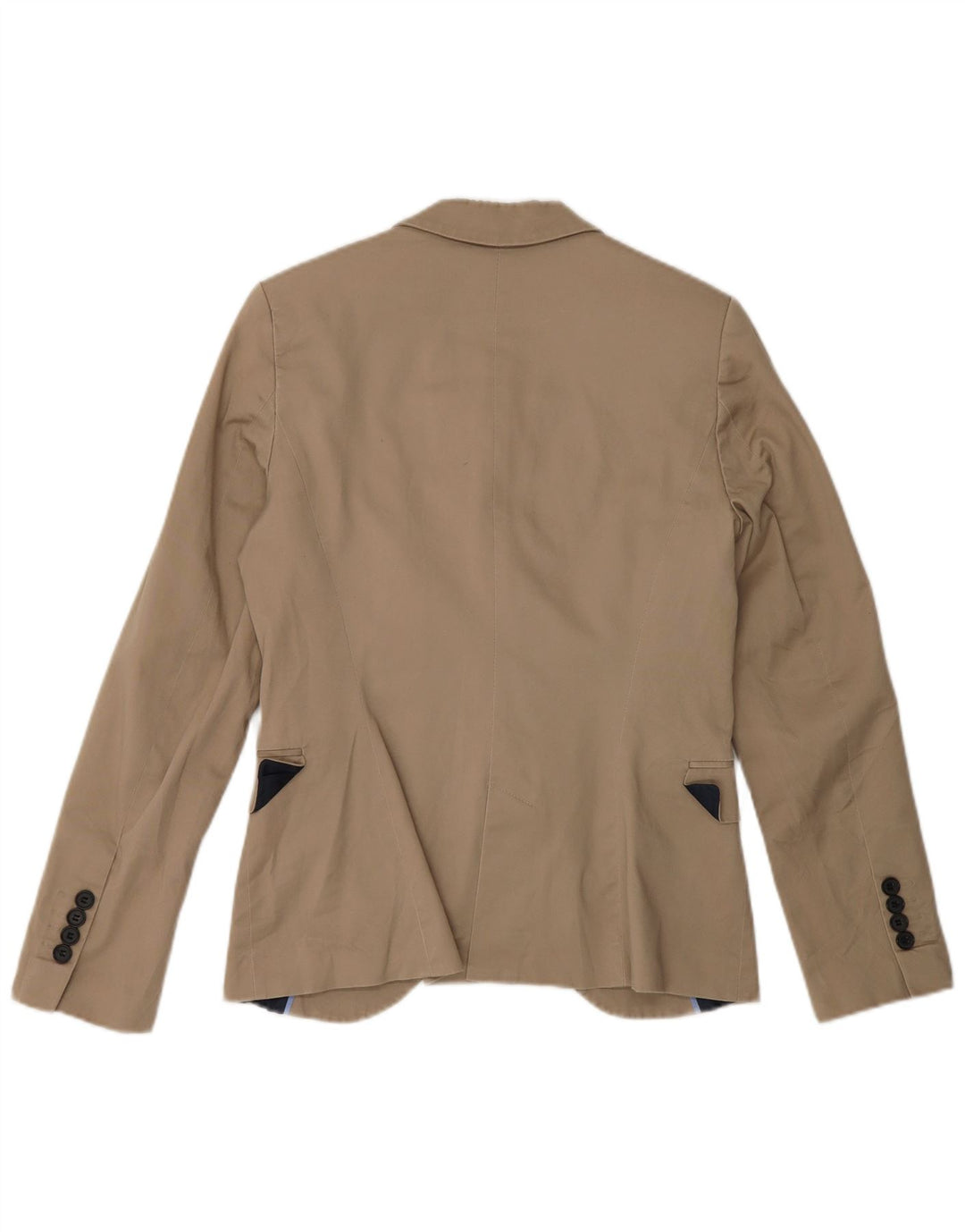 Zara Dame 1 Knap Blazer Jakke UK 12 Medium Beige Bomuld