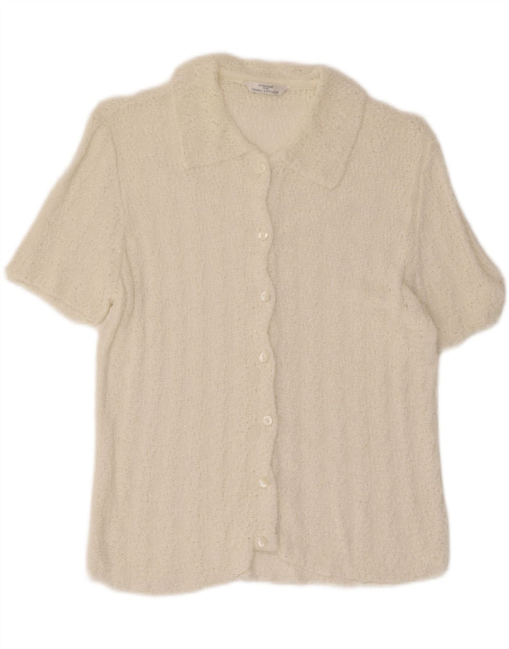 Marks & Spencer Kortærmet skjortebluse til kvinder UK 12 Medium Off White