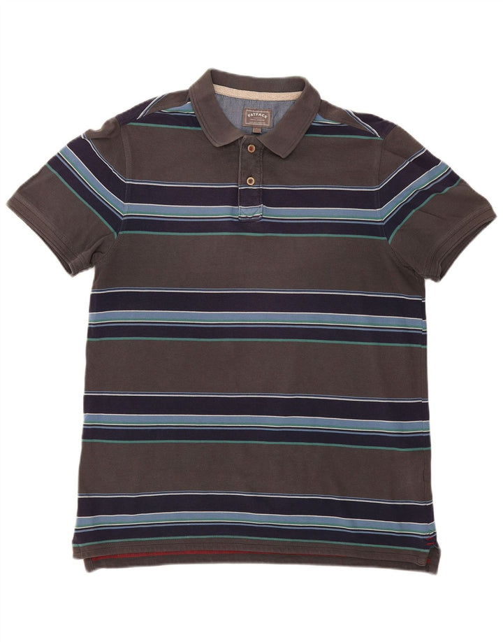 Fat Face Herre Polo Shirt Stor Grå Stribet Bomuld