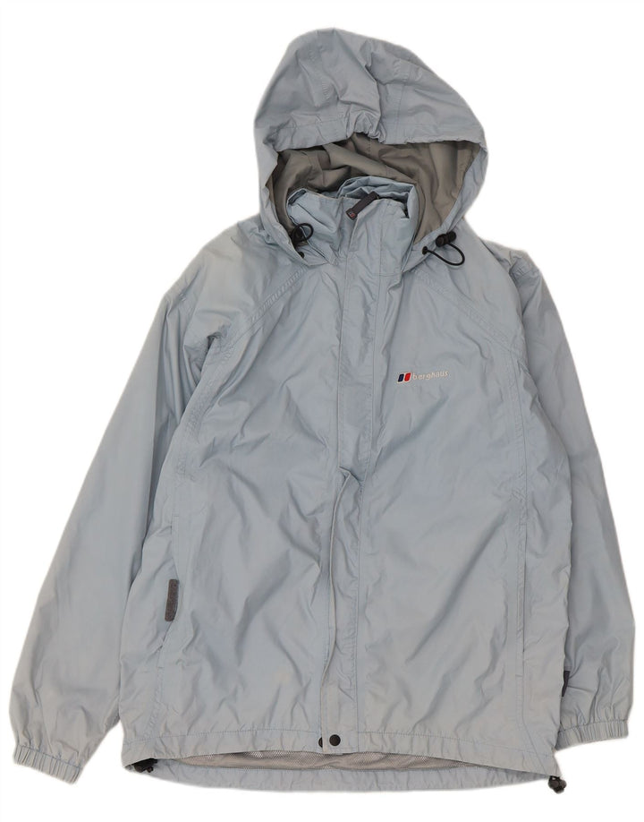 Berghaus Dame Hætte Oversized Regnjakke UK 10 Lille Blå Nylon