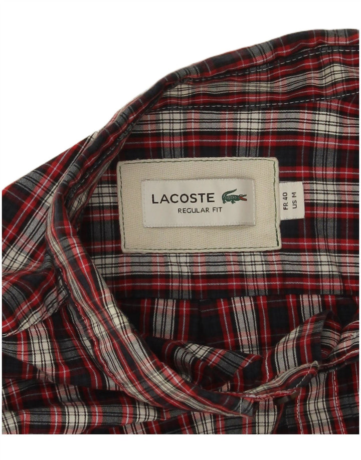 Lacoste Herre Regular Fit Flannel skjorte str. 40 Medium rød ternet bomuld