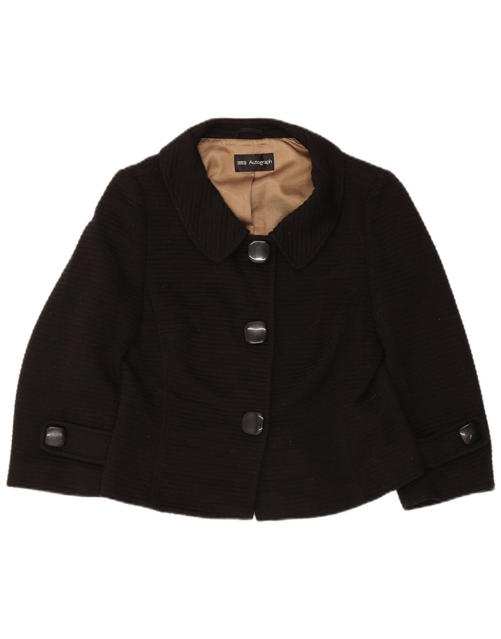 Marks & Spencer Dame 3/4-ærmet blazerjakke UK 12 Medium Sort