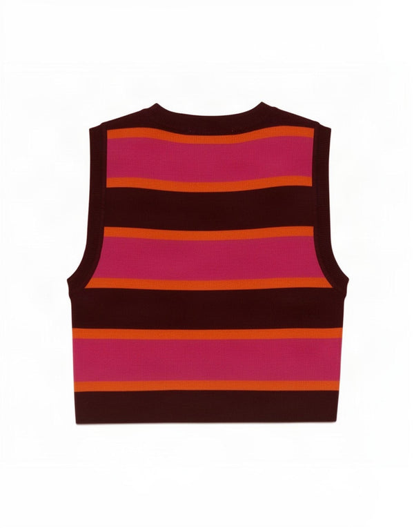 Zara Womens Crop Vest Top UK 14 Large Pink Stribet