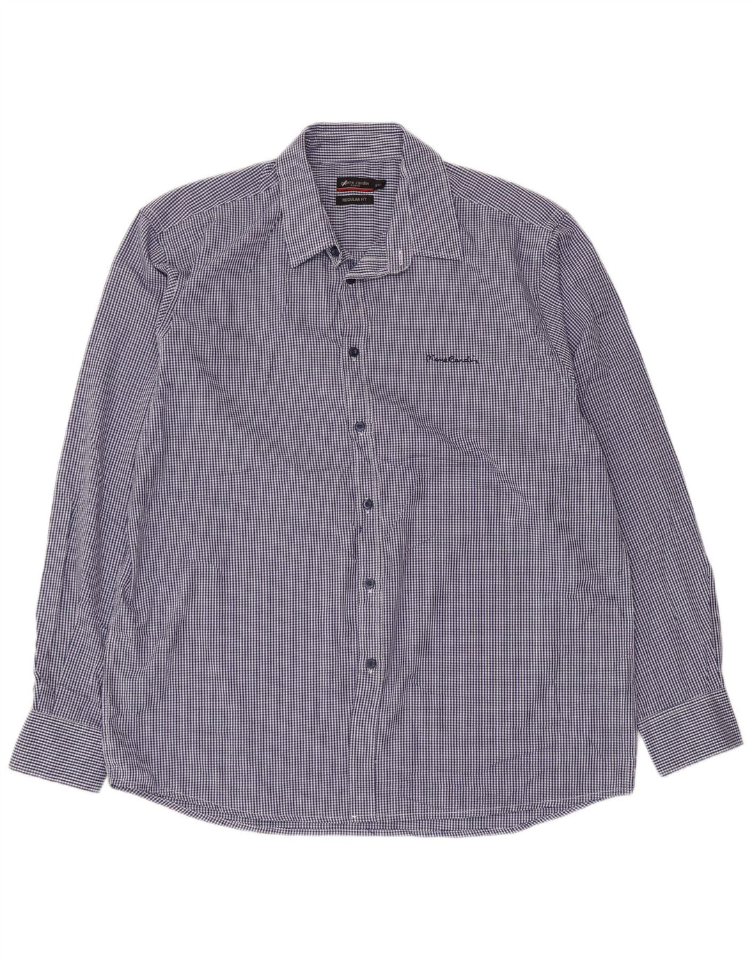PIERRE CARDIN Herre Regular Fit skjorte 2XL Blå Gingham Polyester