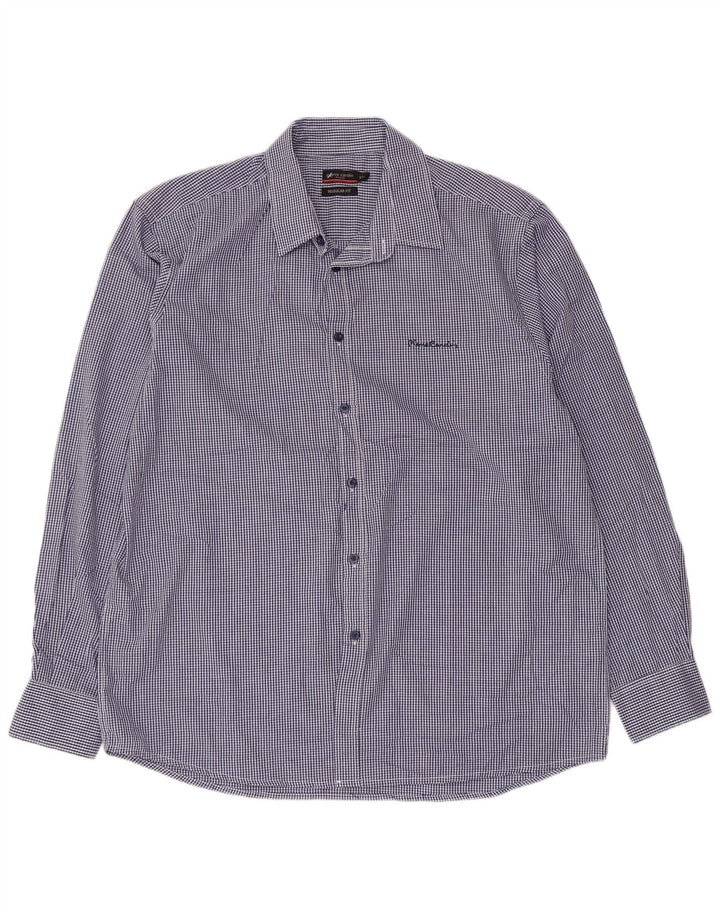 PIERRE CARDIN Herre Regular Fit skjorte 2XL Blå Gingham Polyester
