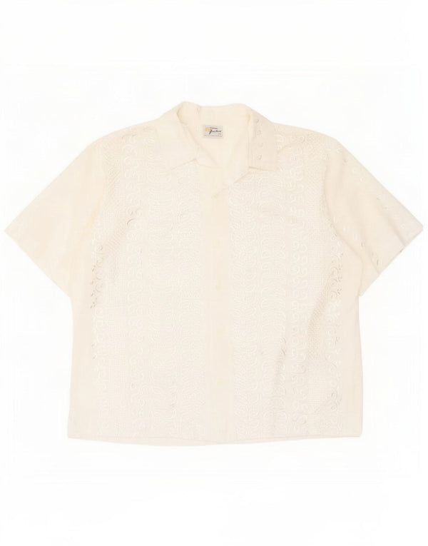 Genuina Yucateca Herre abstrakt mønster skjorte størrelse 44 XL Off White