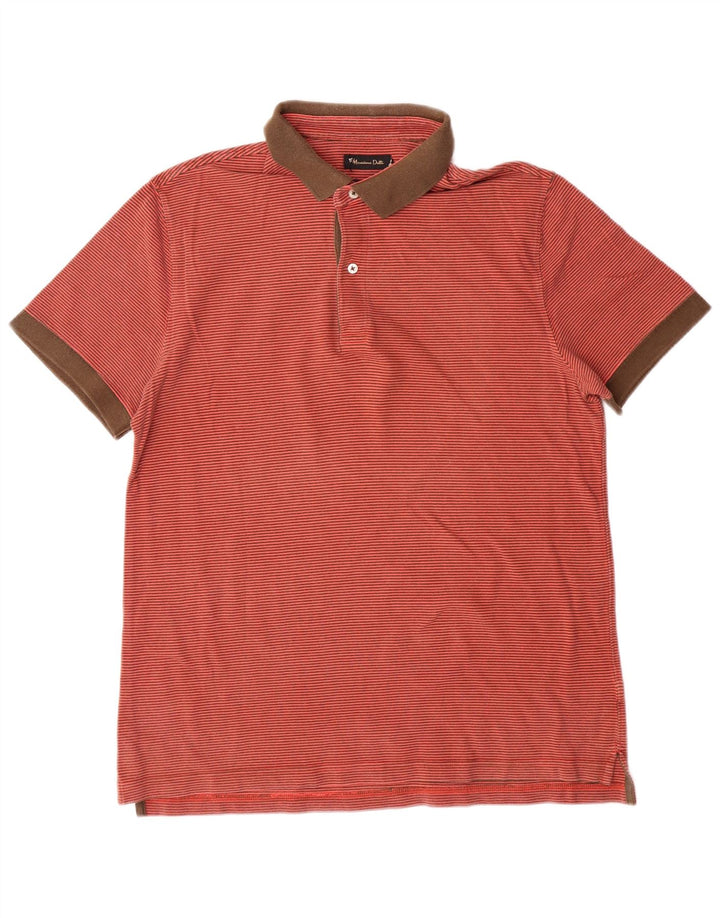 MASSIMO DUTTI Herre Regular Fit Polo Shirt XL Orange Pinstripe