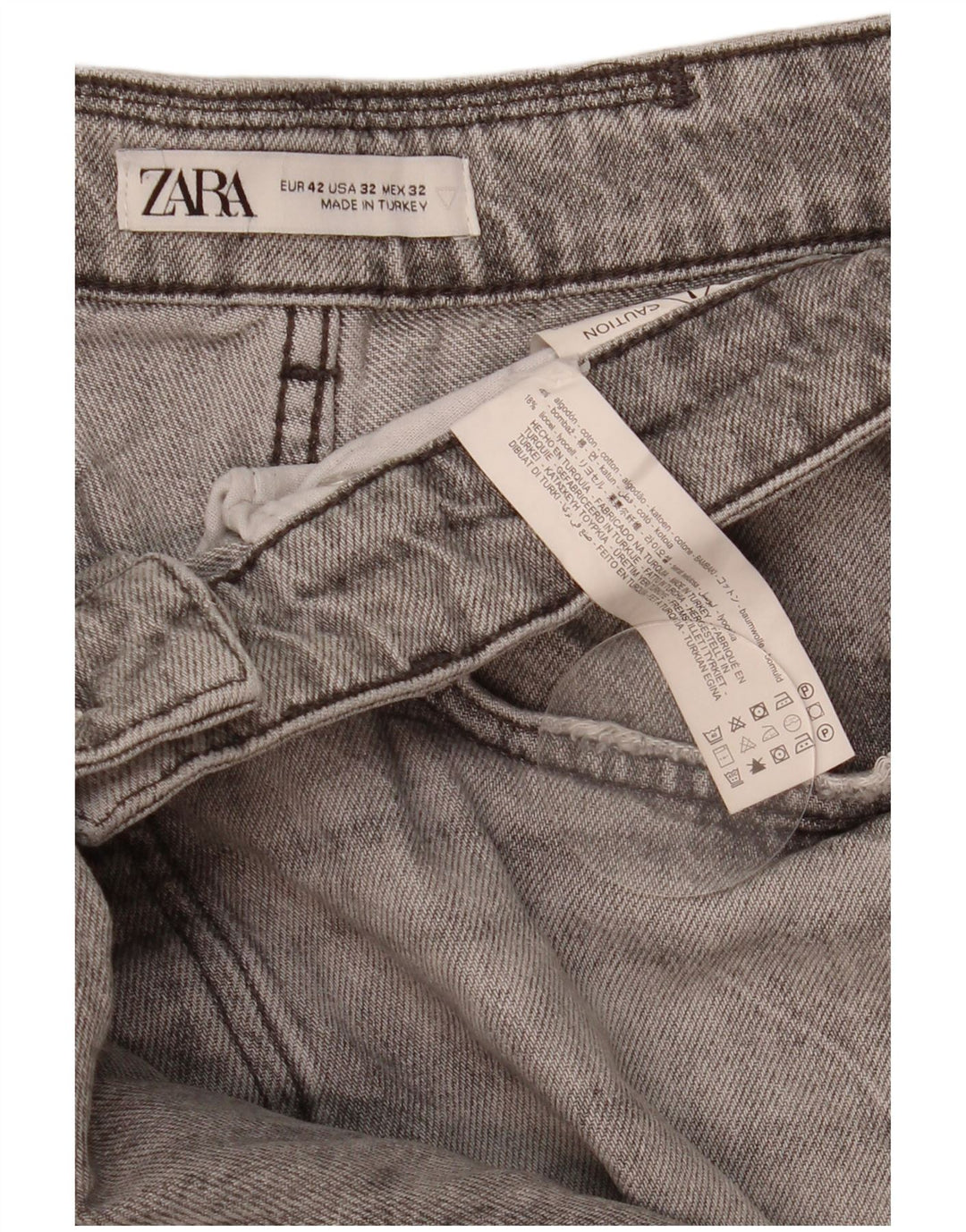 Zara Herre Distressed Slim Jeans EU 42 Large W32 L31 Grå Bomuld