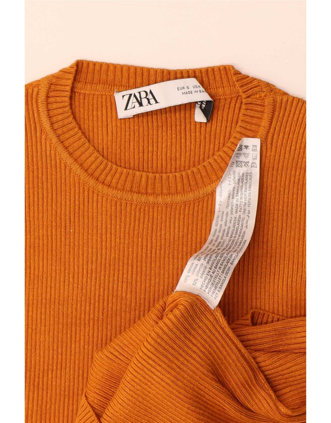 Zara Womens Crop Vest Top UK 8 Small Orange Viscose