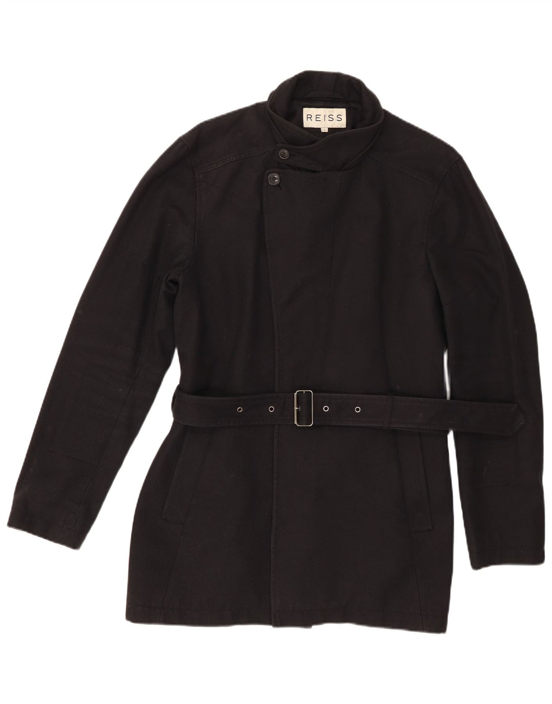Reiss Dame Overfrakke UK 16 Stor Sort Bomuld