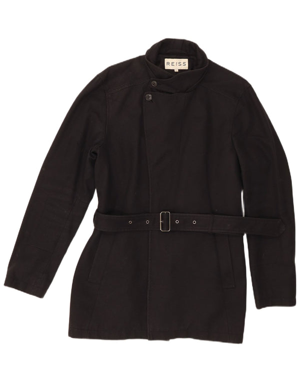 Reiss Dame Overfrakke UK 16 Stor Sort Bomuld