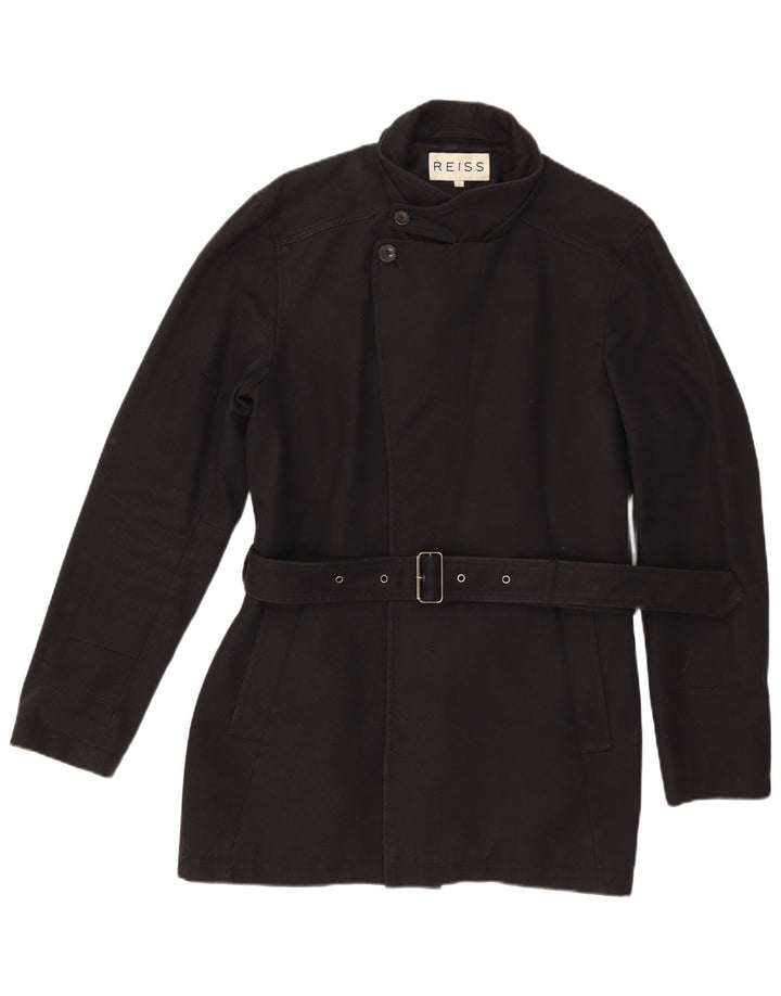 Reiss Dame Overfrakke UK 16 Stor Sort Bomuld