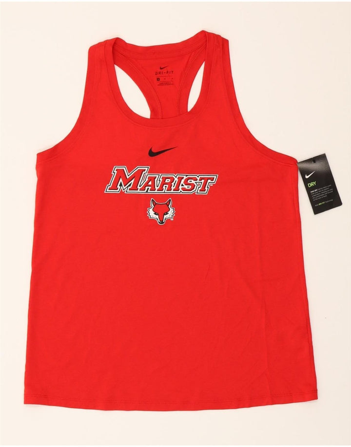 NIKE Womens Marist Graphic Vest Top UK 14 Medium Red Polyester Vintage Nike and Second-Hand Nike from Messina Hembry 